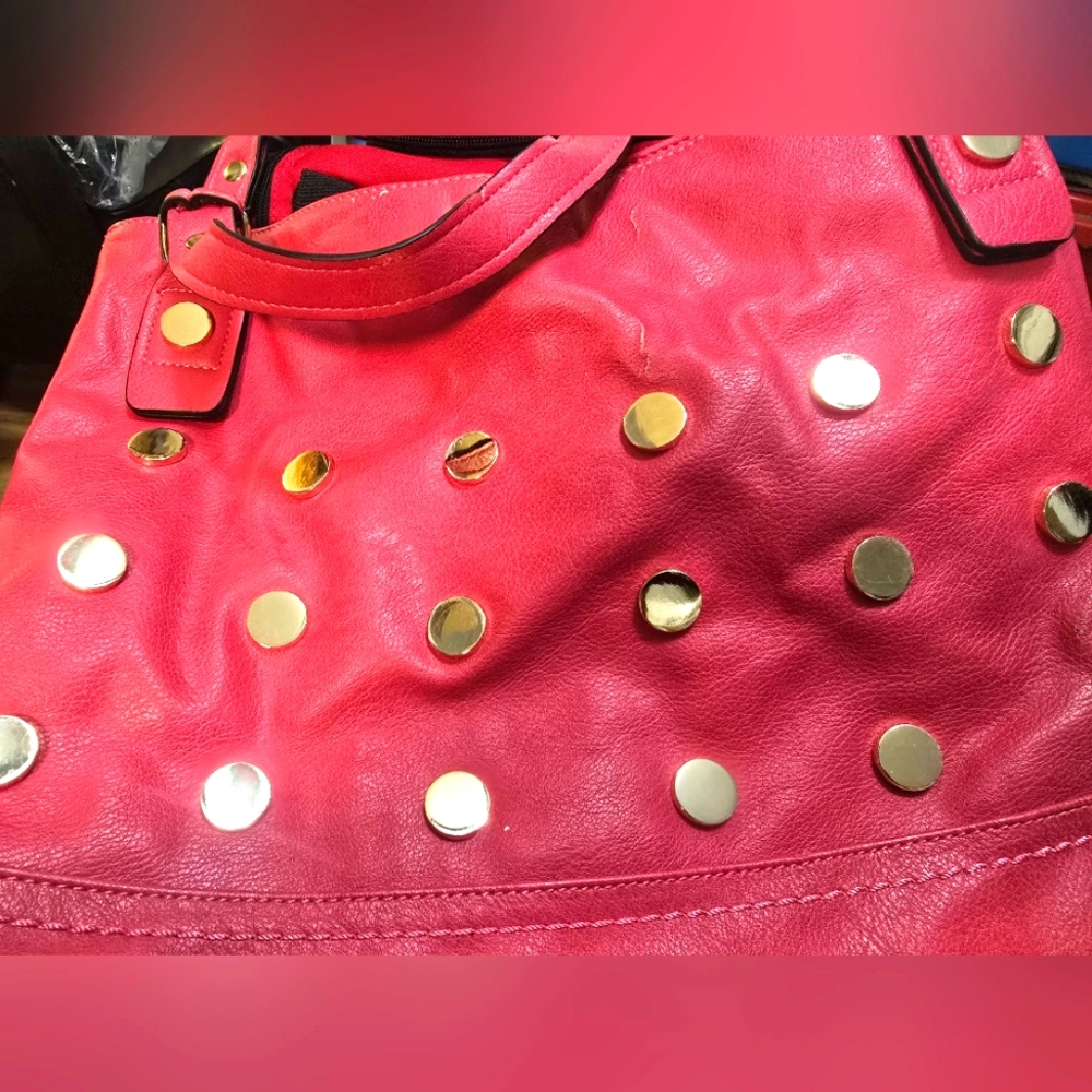 ⚡️FREE⚡️ Pink Large Purse With Flat Gold Buttons!